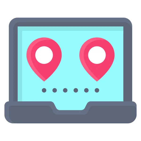 Map Pin Laptop Screen Icon Location Map Navigation Vector Illustration —  Vetores de Stock