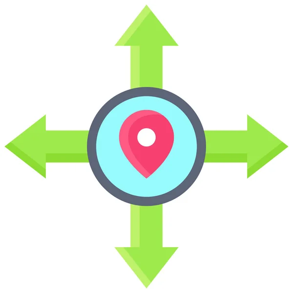 Intersection Arrows Icon Location Map Navigation Vector Illustration —  Vetores de Stock