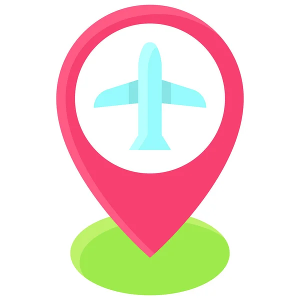 Pin Plane Sign Icon Location Map Navigation Vector Illustration — Vettoriale Stock