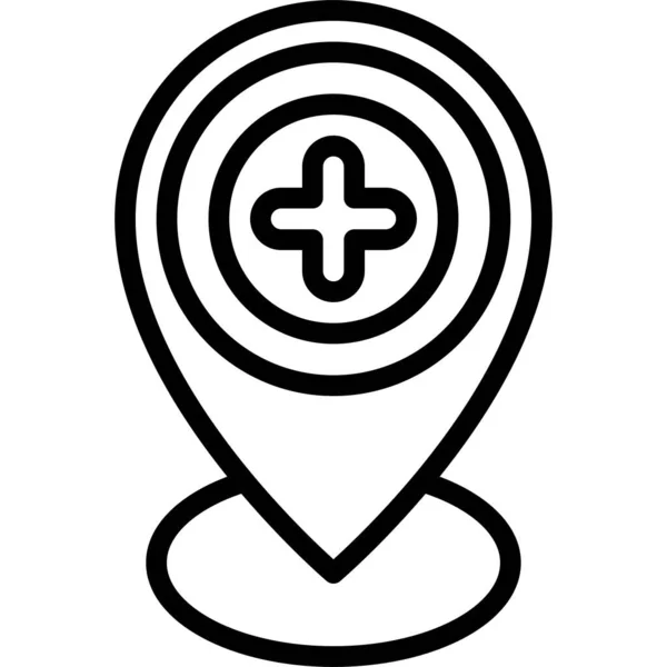 Pin Cross Sign Icon Location Map Navigation Vector Illustration — Stok Vektör