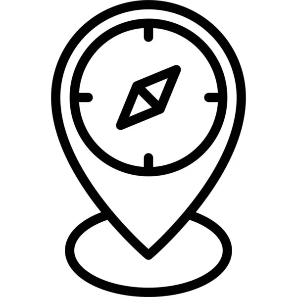 Pin Compass Sign Icon Location Map Navigation Vector Illustration — Stok Vektör