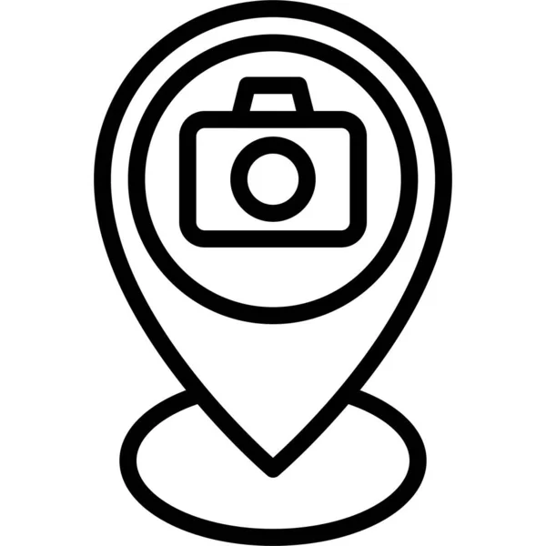 Pin Camera Sign Icon Location Map Navigation Vector Illustration — Stockvektor