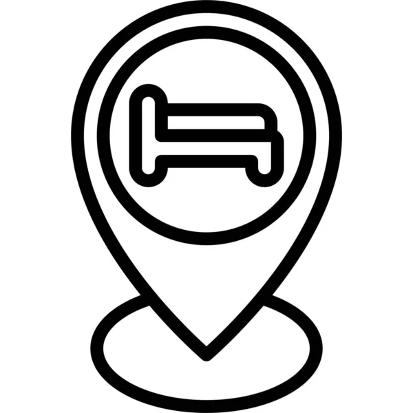 Pin Bed Sign Icon Location Map Navigation Vector Illustration — Stok Vektör