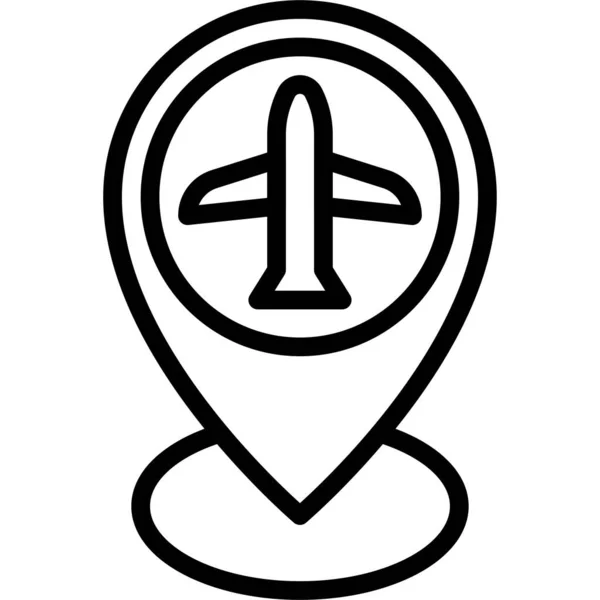Pin Plane Sign Icon Location Map Navigation Vector Illustration — Stok Vektör