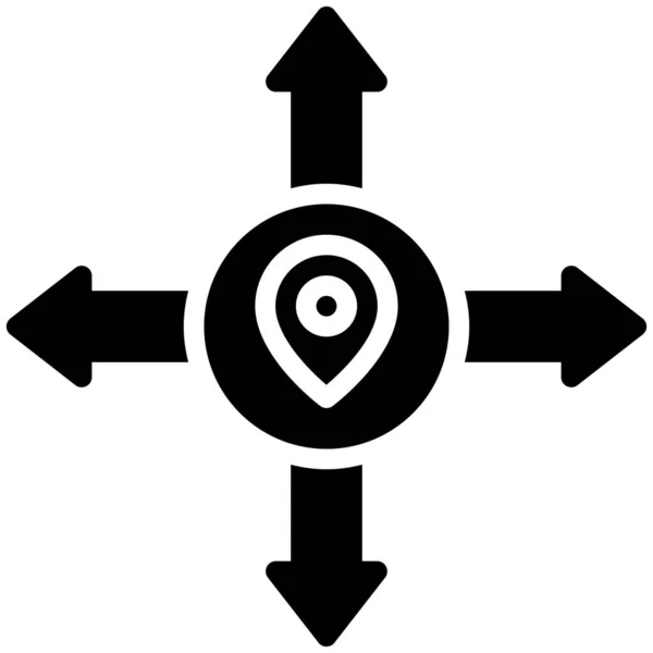 Intersection Arrows Icon Location Map Navigation Vector Illustration — Stock Vector