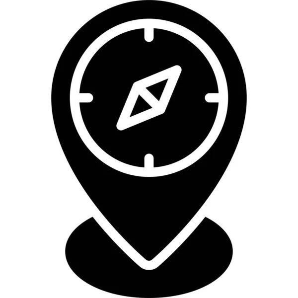 Pin Compass Sign Icon Location Map Navigation Vector Illustration — Stok Vektör