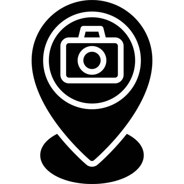 Pin Camera Sign Icon Location Map Navigation Vector Illustration — Stockvektor