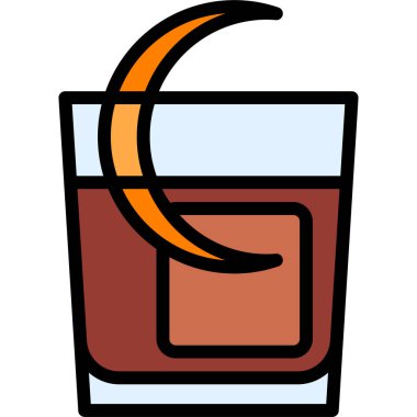 Boulevardier Kokteyl ikonu, Alkolik karışık içki vektör illüstrasyonu