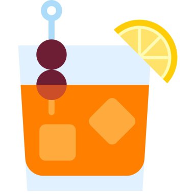 Amaretto ekşi kokteyl ikonu, Alkolik karışık içecek vektör illüstrasyonu