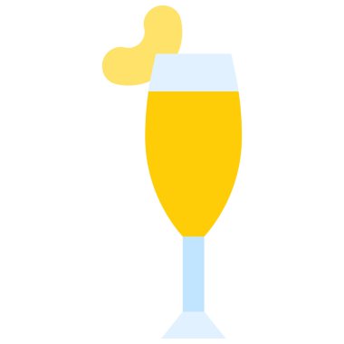 Bellini Kokteyl ikonu, Alkolik karışık içecek vektör illüstrasyonu