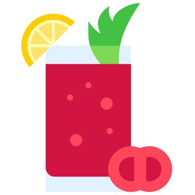 Bloody Mary Kokteyl ikonu, Alkolik karışık içecek vektör illüstrasyonu