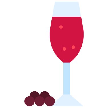 Kir Kokteyl simgesi, Alkolik karışık içecek vektör illüstrasyonu