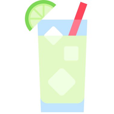 Rickey Kokteyl ikonu, Alkolik karışık içecek vektör illüstrasyonu