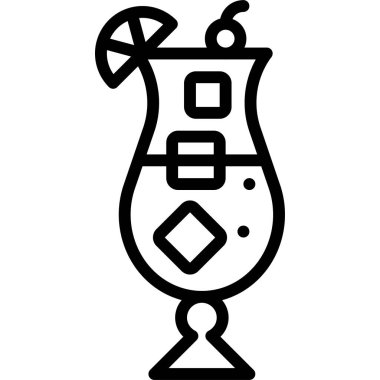 Bahama Mama simgesi, Alkolik karışık içecek vektör illüstrasyonu