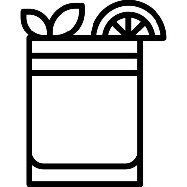 Cin fizz Kokteyl ikonu, Alkolik karışık içecek vektör illüstrasyonu