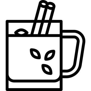 Glogg Kokteyl ikonu, Alkolik karışık içecek vektör illüstrasyonu