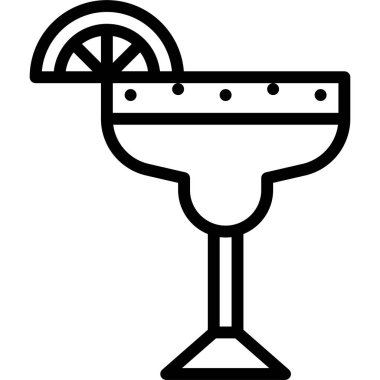 Margarita Kokteyl ikonu, Alkolik karışık içecek vektör illüstrasyonu