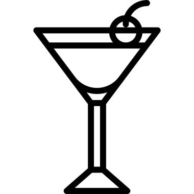 Pembe Bayan Kokteyl ikonu, Alkolik karışık içecek vektör illüstrasyonu