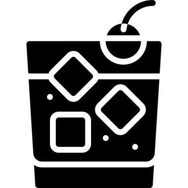 Siyah Rus Kokteyl ikonu, Alkolik karışık içecek vektör illüstrasyonu