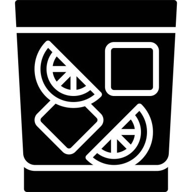 Caipiroska Kokteyl ikonu, Alkolik karışık içecek vektör illüstrasyonu