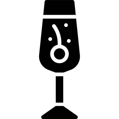 Şampanya Kokteyl ikonu, Alkolik karışık içecek vektör illüstrasyonu