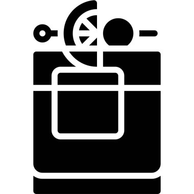 Whiskey Sour Kokteyl ikonu, Alkolik karışık içecek vektör illüstrasyonu