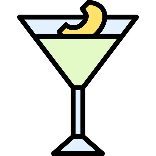 Appletini Cocktail Icon Alcoholic Mixed Drink Vector Illustration - Stok Vektor