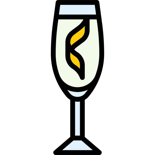French Cocktail Icon Alcoholic Mixed Drink Vector Illustration - Stok Vektor