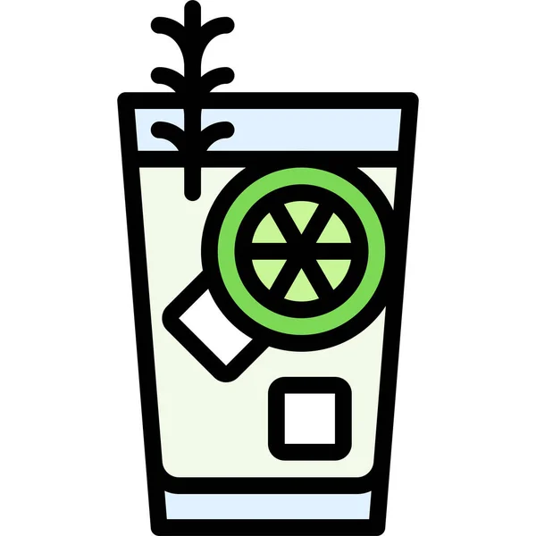 Gin Und Tonic Cocktail Ikone Illustration Des Vektors Für Alkoholische — Stockvektor