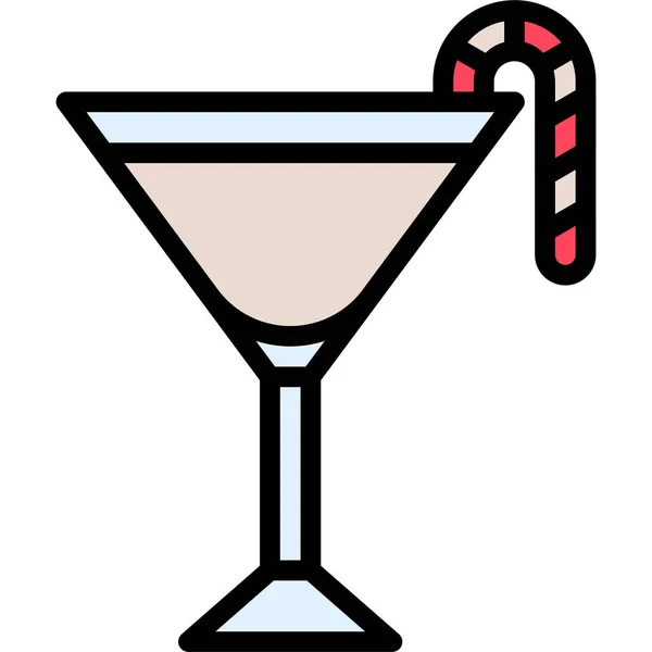 Peppermint Martini Ikon Koktail Alkoholik Campuran Minuman Vektor Ilustrasi - Stok Vektor