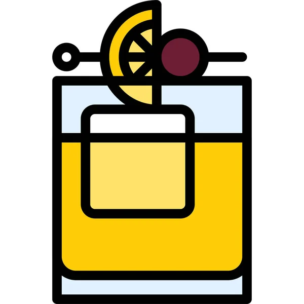 Whiskey Sour Cocktail Icon Alcoholic Mixed Drink Vector Illustration — Stock Vector