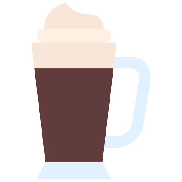 爱尔兰咖啡鸡尾酒图标 酒精混合饮料病媒示例 — 图库矢量图片