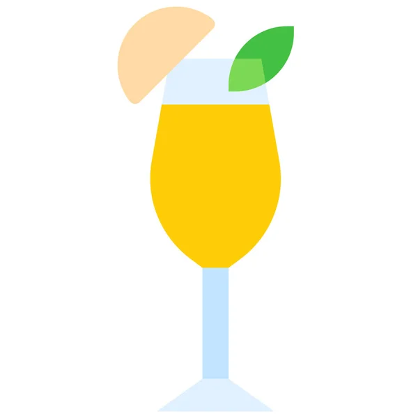 Perzik Bellini Cocktail Icoon Alcoholische Mixed Drink Vector Illustratie — Stockvector