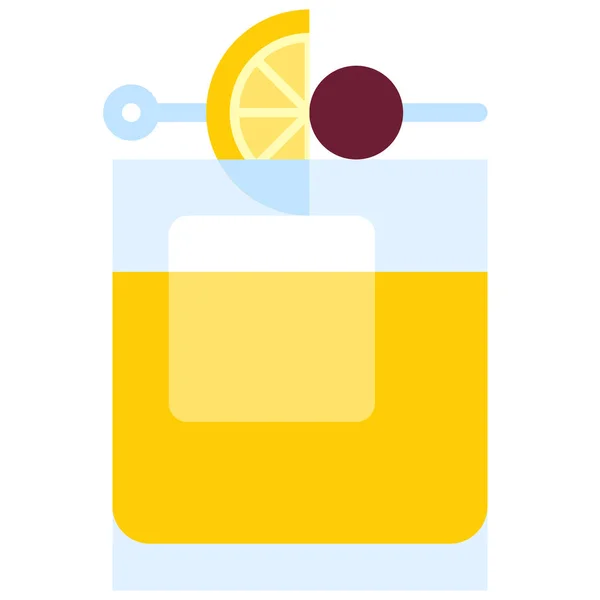 Віскі Кислота Коктейль Значок Алкогольний Змішаний Напій Векторні Ілюстрації — стоковий вектор