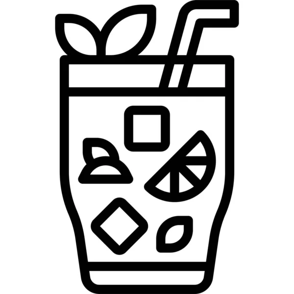 Mojito Cocktail Icon Alcoholic Campuran Minuman Vektor Ilustrasi - Stok Vektor