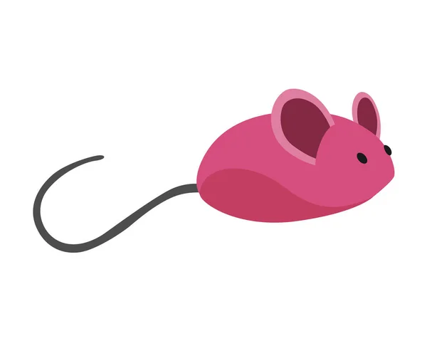 Gato accesorio ratón de goma. Divertido dispositivo de juguete para jugar con animales. Ilustración colorida para tienda de mascotas. Kiten cuidado icono — Vector de stock