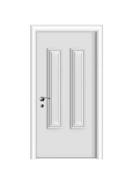 Zárt fehér bejárat. Reális ajtó keret elszigetelt fehér háttér. Tiszta design fehér ajtó sablon. Dekorációs ház elem — Stock Vector