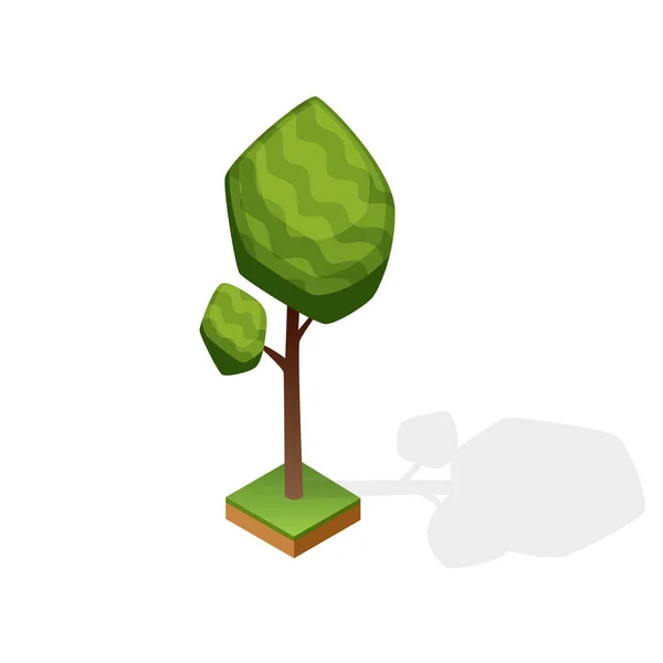 Uppsättning av olika typ trä isolerad på vit bakgrund. Grön växt för isometriskt landskap offentlig park eller trädgård. Landskapskonstruktör. Vektorikon för infografik eller spel — Stock vektor