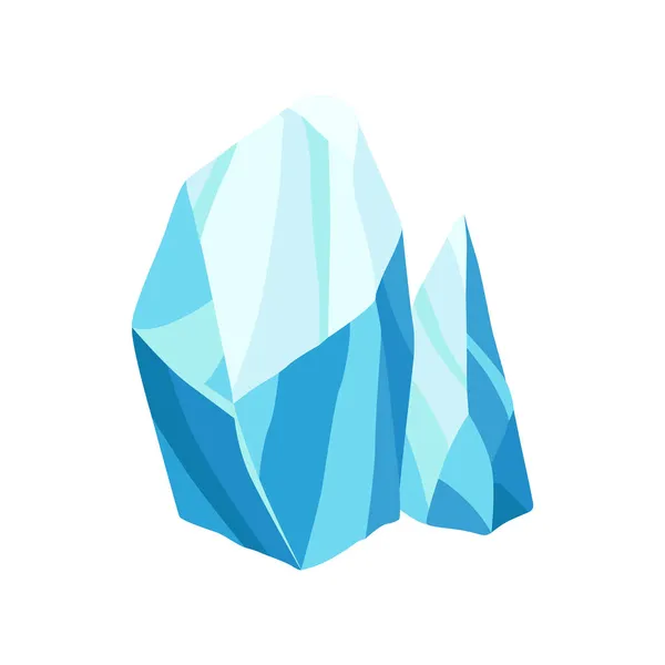Карикатурные кристаллы льда. Холодные замороженные блоки или ледяная гора, зимнее оформление для игрового дизайна. Айсберг обломки льда. Снежные элементы на белом фоне — стоковый вектор