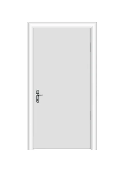 Entrada branca fechada. Porta realista com moldura isolada no fundo branco. Modelo de porta branca de design limpo. Elemento decorativo da casa — Vetor de Stock