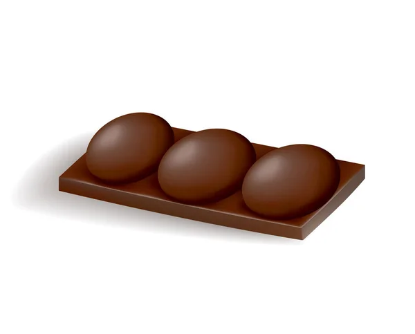 Realistisch chocoladestuk van pure of melkchocolade. Stukje cacao dessert of vierkante chocolade snoep. Eten zoete snack geïsoleerd op witte achtergrond — Stockvector