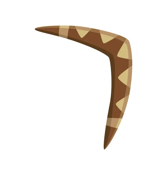 Herramienta de piedra antigua para la caza o el trabajo. Boomerang de dibujos animados, instrumento de cavernícola prehistórico. Ilustración vectorial de la herramienta de cultura primitiva en estilo plano aislado sobre fondo blanco — Archivo Imágenes Vectoriales