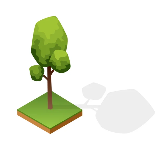 Ensemble de différents types de bois isolé sur fond blanc. Plante verte pour paysage isométrique parc public ou jardin. Élément paysagiste. Icône vectorielle pour infographie ou jeu — Image vectorielle