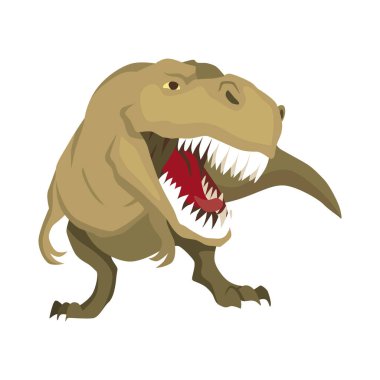 Şirin dinozor ya da ejderha çizgi film karakteri düz stil. Beyaz arkaplanda vektör çizimi izole edildi. Çocuk teması için tarih öncesi komik küçük canavar