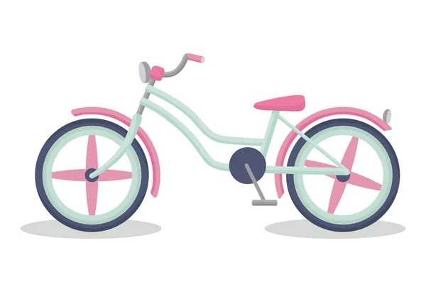 Kid cykel retro ram typ eller form. Färgglada barn barn cykel, transport för sport eller resor. vektor isolerad cykel rolig leksak för barn i platt tecknad stil på vit bakgrund — Stock vektor