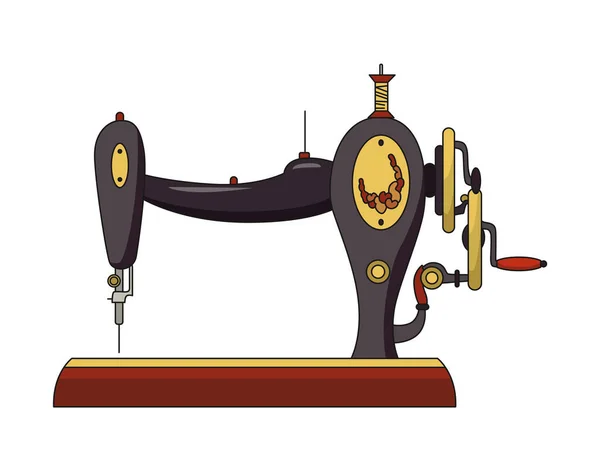 Naaimachine. Retro ontwerp vorm van gereedschap voor het naaien. Kleurrijke uitrusting van de naaister. Vector illustratie in platte stijl — Stockvector