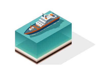 Isometric yolcu gemisi. Yolcu taşımacılığı. Vektör izometrik simge veya infografik öge. Okyanus taşımacılığı