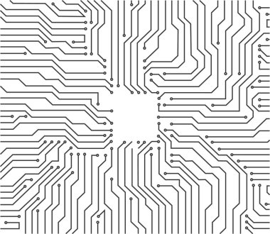 Elektronik pano. Devre mühendisliği teknolojisi. Yüksek teknoloji dijital veri bağlantı sistemi konsepti veya bilgisayar elektronik baskılı devre devre mikro devre tasarımı
