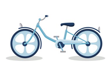 Çocuk bisiklet retro çerçeve tipi veya biçimi. Renkli çocuklar bisiklete biner, spor ya da seyahat için taşır. Beyaz arkaplanda düz çizgi film tarzında çocuklar için izole edilmiş bisiklet eğlence oyuncağı