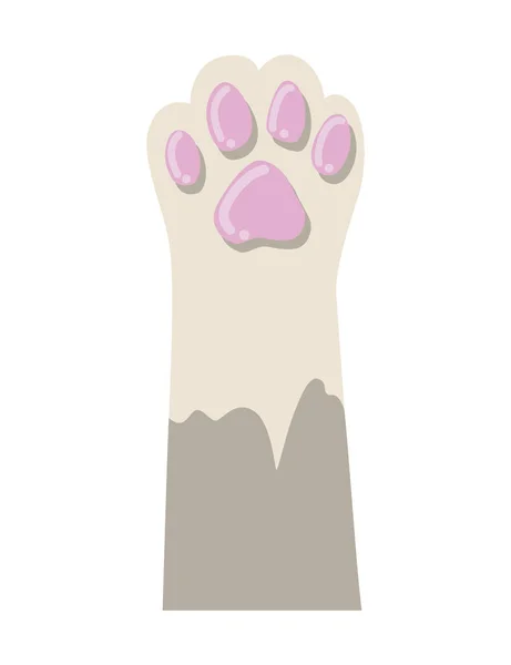 Cat paw. Cute cartoon domestic animal foot isolated on white background. Furry kitten paw. Footprint icon — Stock Vector